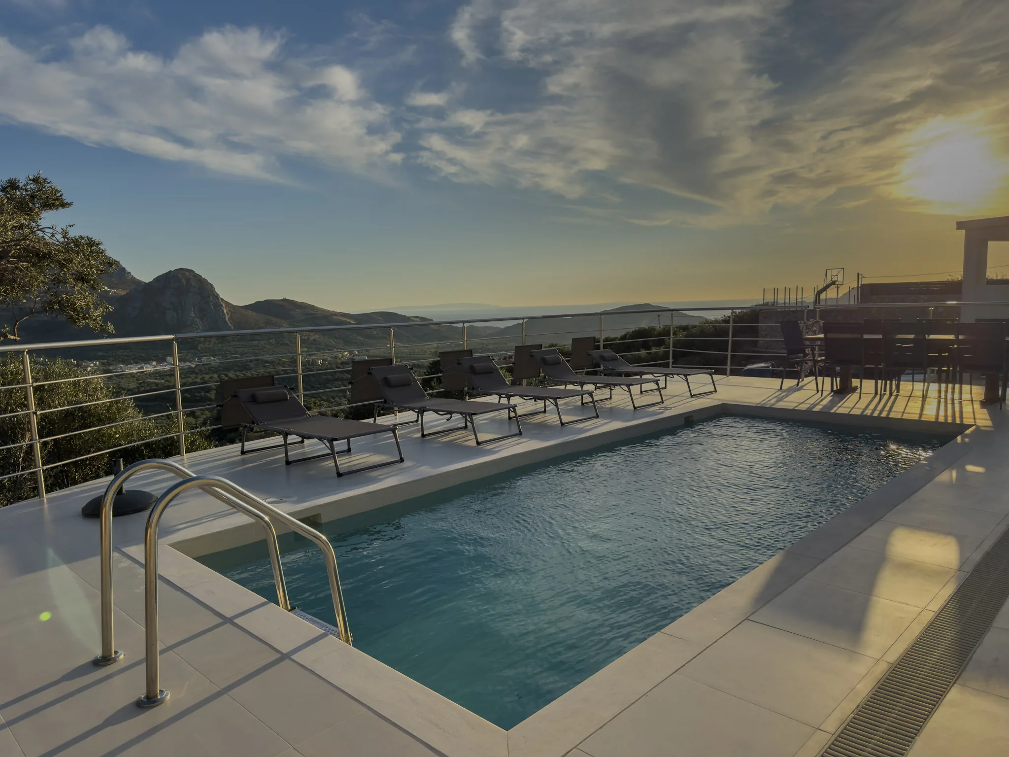 The Pool House pool in the evening light